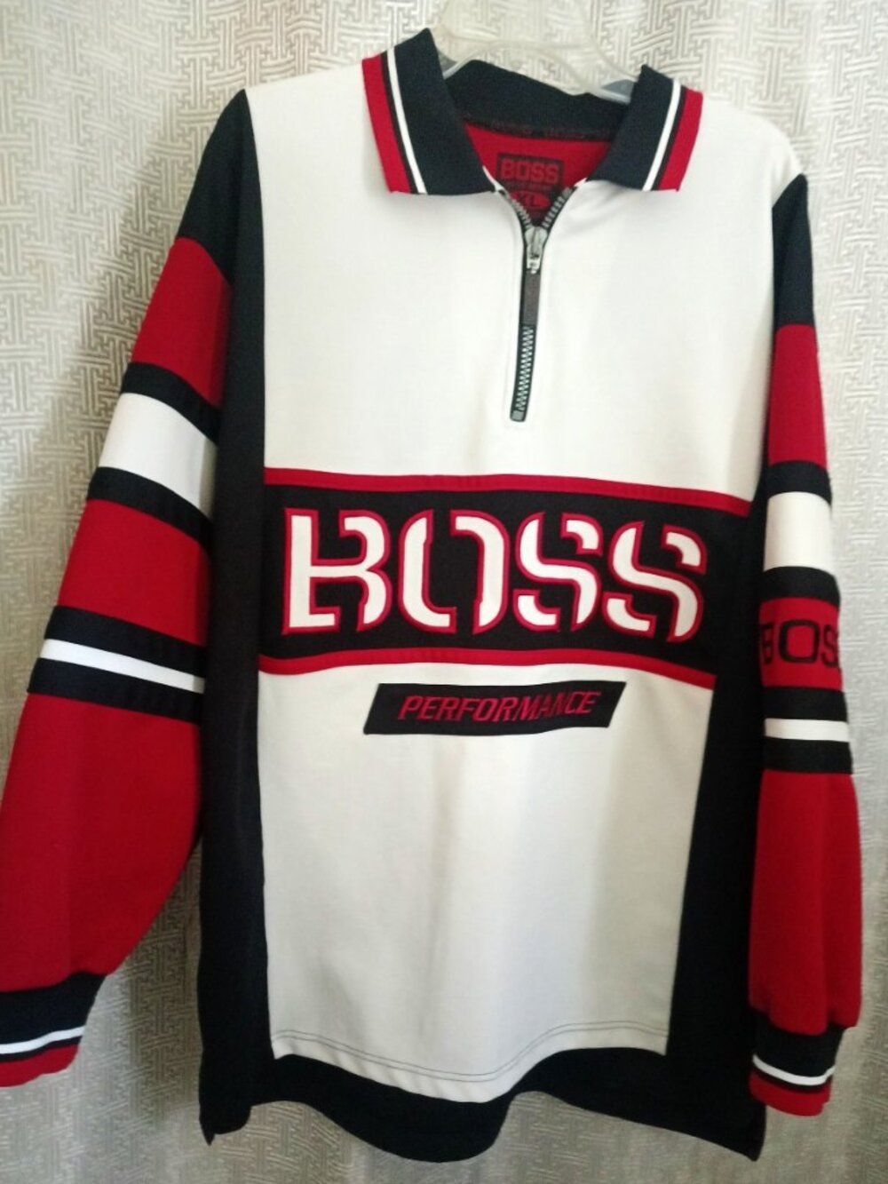 Vtg Boss Athletic Jersey Mens XL Black White Red Logo Spellout ,90s fashion